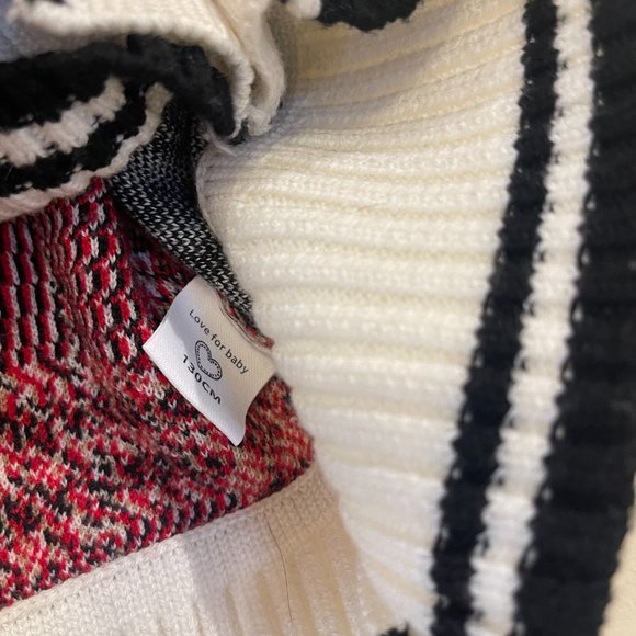 KIDS CHECK & LEOPARD MERINO WOOL JACQUARD CARDIGAN 7/8Y - Picture 10 of 10